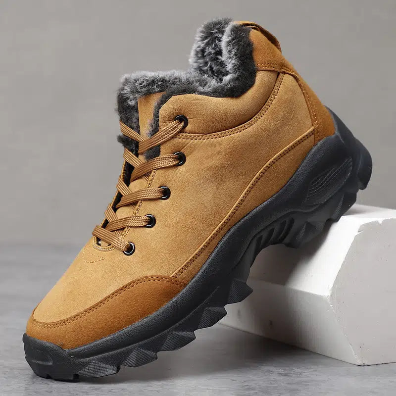 Botas de nieve con cordones térmicos y forro de piel para hombre, antideslizantes, para caminar al aire libre, ¡Oferta especial del 50%!