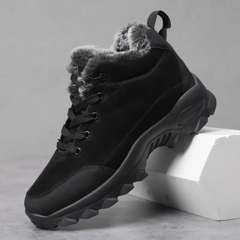 Botas de nieve con cordones térmicos y forro de piel para hombre, antideslizantes, para caminar al aire libre, ¡Oferta especial del 50%!