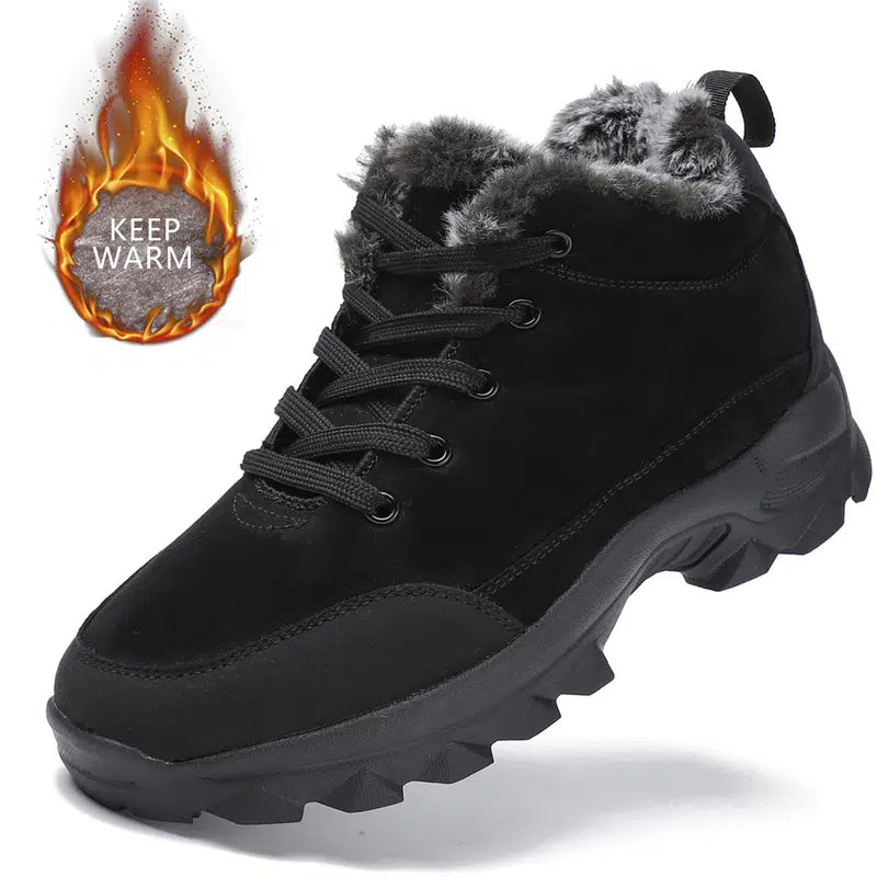 Botas de nieve con cordones térmicos y forro de piel para hombre, antideslizantes, para caminar al aire libre, ¡Oferta especial del 50%!