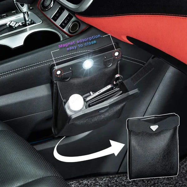 OFERTA CALIENTE🔥 Bote de basura inteligente de cuero para coche, impermeable y con LED