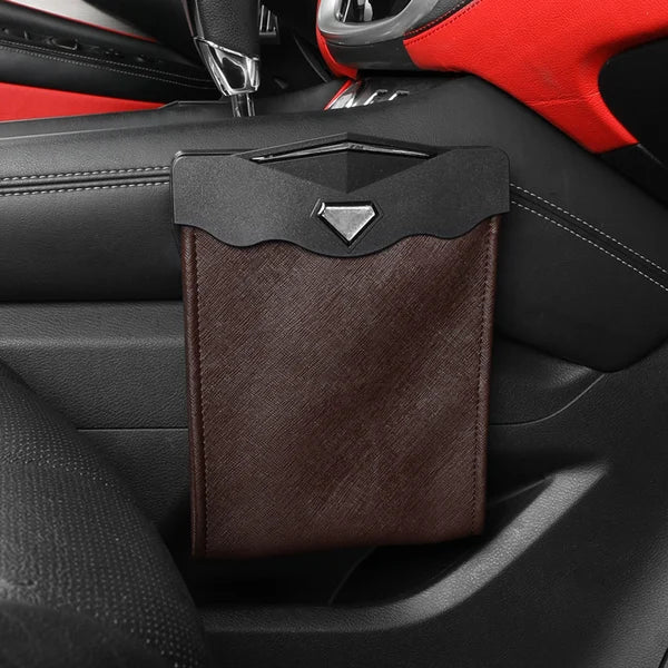 OFERTA CALIENTE🔥 Bote de basura inteligente de cuero para coche, impermeable y con LED