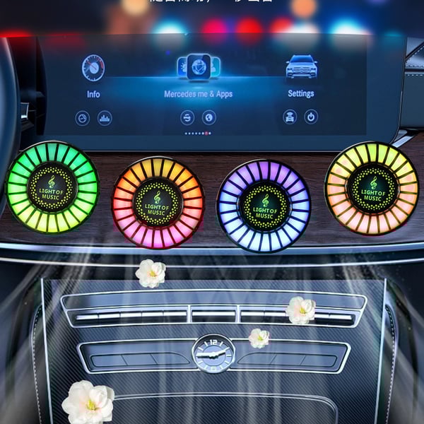 Luz ambiental LED RGB rítmica para coche con control por voz