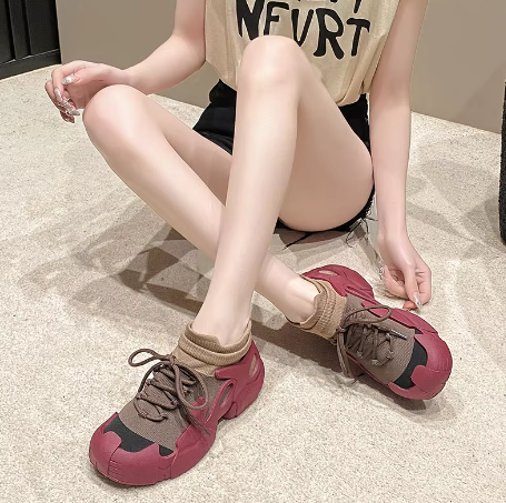 Zapatillas ligeras de caña baja, suela gruesa, cómodas y de otoño para mujer