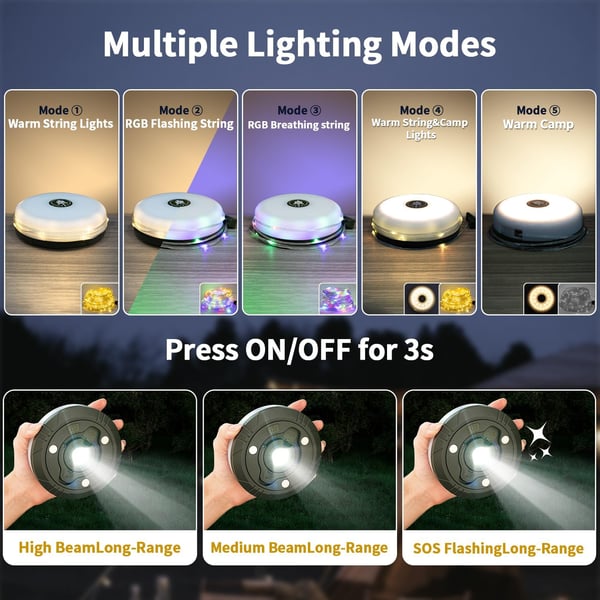 OFERTA CALIENTE 45%🔥Iluminación exterior Camping Linterna Rollo Luz de ambiente