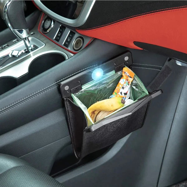 OFERTA CALIENTE🔥 Bote de basura inteligente de cuero para coche, impermeable y con LED