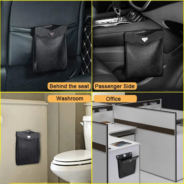 OFERTA CALIENTE🔥 Bote de basura inteligente de cuero para coche, impermeable y con LED