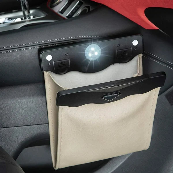 OFERTA CALIENTE🔥 Bote de basura inteligente de cuero para coche, impermeable y con LED