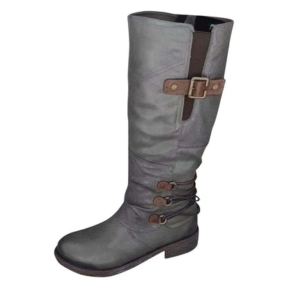 🎁Last Day 50% Off❤️ Women’s Vintage Leather Zipper High-top Wide Calf Boots