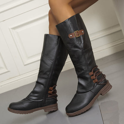 🎁Last Day 50% Off❤️ Women’s Vintage Leather Zipper High-top Wide Calf Boots