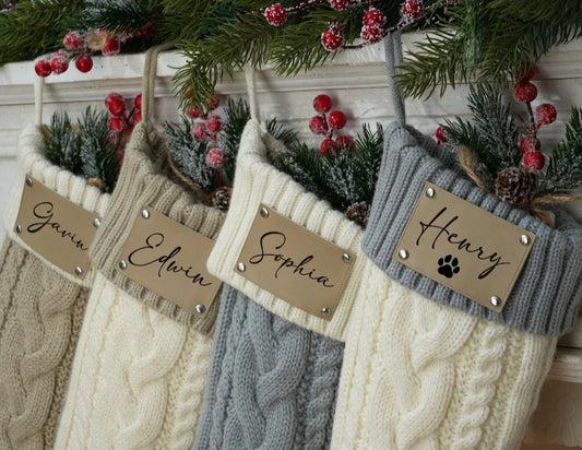 Personalized Family Christmas Stocking Monogram Stockings, Knitted Stocking with Name