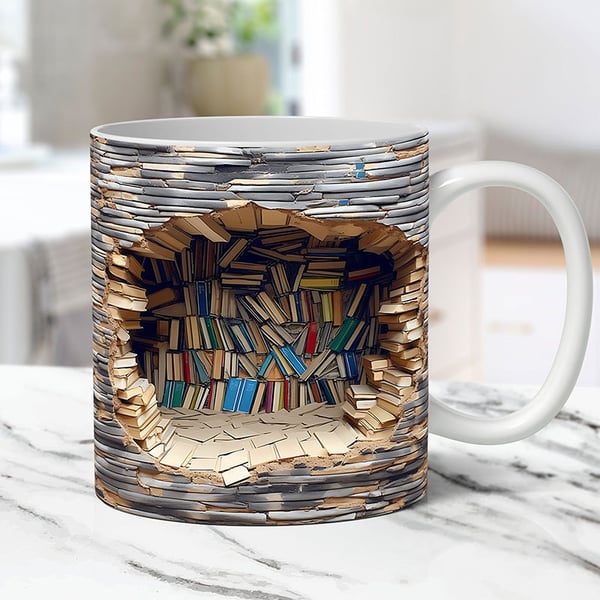 Bookshelves Hole In A Wall Mug(12oz)