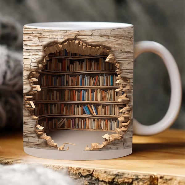 Bookshelves Hole In A Wall Mug(12oz)