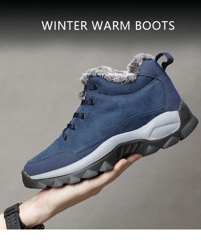 HOT SALE 50%🔥Men Lace-up Thermal Fur Lined Snow Boots Anti-skid Outdoor Walking Boots