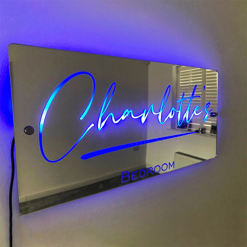 Custom Personalized Light Up Name Mirror, Custom Bedroom Sign Gift for Kids