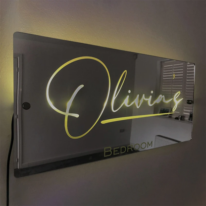 Custom Personalized Light Up Name Mirror, Custom Bedroom Sign Gift for Kids