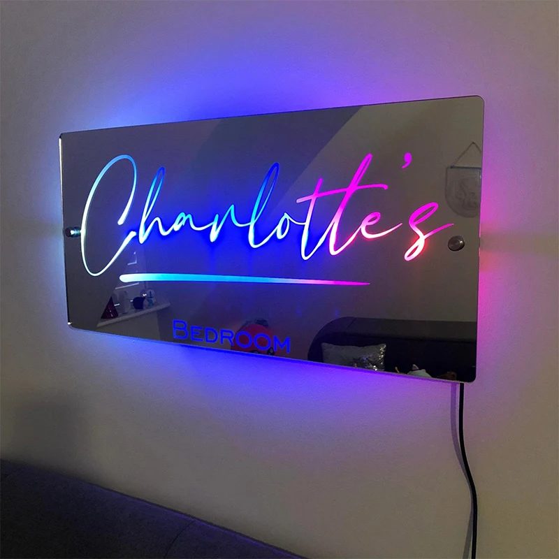 Custom Personalized Light Up Name Mirror, Custom Bedroom Sign Gift for Kids