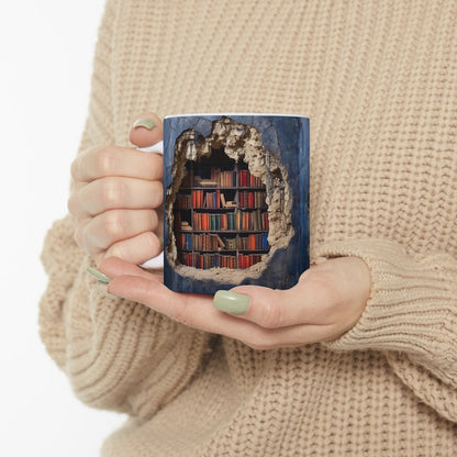 Bookshelves Hole In A Wall Mug(12oz)